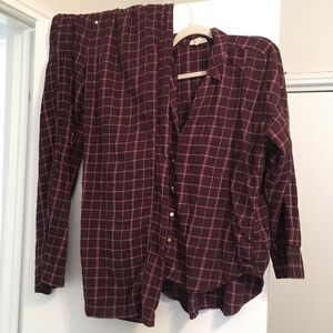 Madewell Women's Pajama Set Plaid Flannel Chocolate Raisin Size M